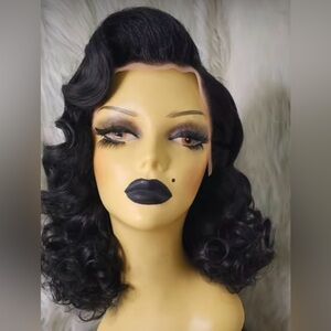 SOLD! Old Hollywood Synthetic Retro Black Curly Styled Wig